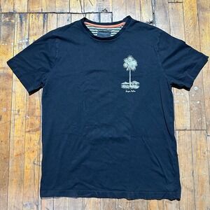 Denim & Flower T Shirt Men's‎ Large Navy Short Sleeve Crew Neck Palm Graphic Tee